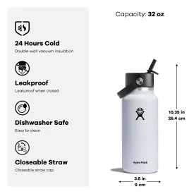 Wide Mouth Bottle with Flex Straw Cap, 32 oz - Image 9