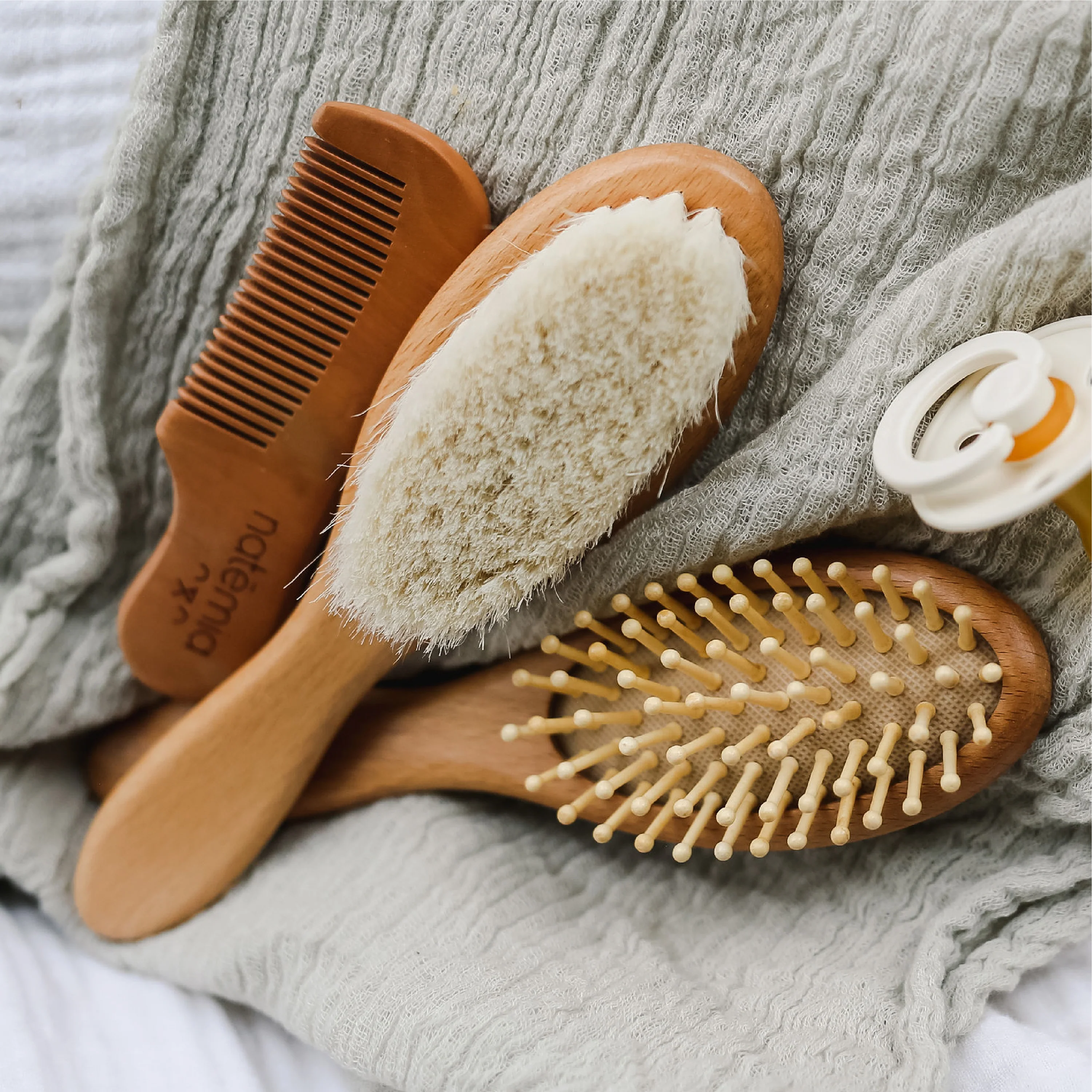 Wooden Baby Hair Brush & Comb Set - Image 3